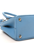 Saffiano Lux Micro Galleria Double Zip Tote Turchese