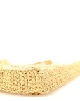 Yarn Raffia Effect Crochet Logo Embroidered Tote Bag Naturale
