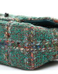 Tweed Quilted Mini Rectangular Flap Green
