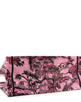 Canvas Embroidered Large Toile de Jouy Voyage Book Tote Fuchsia Multicolor