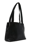 Caviar Embroidered Logo Shoulder Bag Black