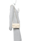 Tweed Quilted Mini Rectangular Flap Off White