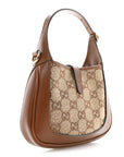 New Canvas Charisma Calfskin Crystal GG Monogram Mini Jackie 1961 Hobo Camel Ebony