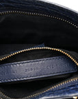 Calfskin Crocodile Embossed Gold Metallic Edge Hardware Mini City Bleu