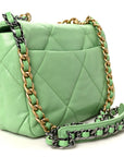 Goatskin Quilted Medium CHNL 19 Flap Light Green
