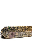 Silk Crystal Beaded Sequin Plexiglass Floral Vanda Circles Chain Clutch Multicolor