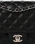 Caviar Quilted Medium Double Flap Black