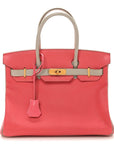 Chevre Mysore Horseshoe Birkin 30 Rose Lipstick Gris Perle