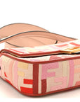 Canvas Vitello King FF Embroidered Baguette Rosa Quarzo Bloody Mary Multicolor