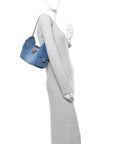 Washed Denim Quilted Mini CHNL 25 Handbag Blue