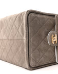Suede Quilted Medium CHNL 25 Handbag Dark Grey