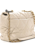 Goatskin Quilted Maxi CHNL 19 Flap Beige