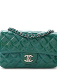 Patent Quilted Mini Rectangular Flap Turquoise