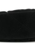 Velvet Effect Nylon Shiny Crumpled Calfskin Coco Neige Quilted Clutch With Chain Black