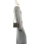 GG Supreme Monogram Textured Dollar Calfskin Web Mini Ophidia Padlock Top Handle Chain Shoulder Bag Beige Ebony New Acero