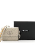 Lambskin Quilted CHNL 19 Flap Coin Purse With Chain Grey