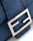 Cuoio Roma Sellerissima Nappa Sintetica Tape Stitch Baguette Placca Placca Argento Blue