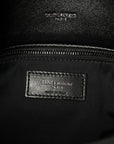Lambskin Quilted Monogram Monochrome Medium Loulou Puffer Chain Satchel Black