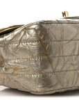 Metallic Crumpled Calfskin Chevron Quilted Mini Square Flap Gold