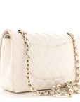 Caviar Quilted Medium Double Flap White