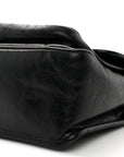 Crinkled Calfskin Monogram Medium Niki Chain Satchel Black