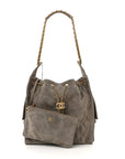 Suede Quilted Medium CHNL 25 Handbag Grey