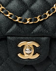 Caviar Quilted Mini Top Handle Rectangular Flap Black