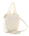 Raffia Crochet Woven Tote Bag White