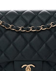 Metallic Caviar Quilted Jumbo Double Flap Dark Blue