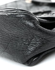 Crinkled Calfskin Matelasse Monogram Medium Niki Chain Satchel Black