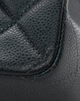 Metallic Caviar Quilted Jumbo Double Flap Dark Blue