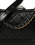 Aged Calfskin Quilted Small Gabrielle Hobo Black