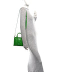 Shiny Crinkled Calfskin Mini The Tote Bag Fern Green