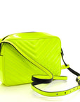 Patent Calfskin Matelasse Monogram Lou Camera Bag Neon Yellow