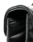 Calfskin Y Quilted Monogram Medium Loulou Chain Satchel Black