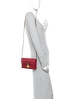 Lambskin Cannage D1ORaddict Wallet On Chain Clutch Fuchsia