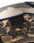 Canvas Embroidered Large Palm Tree Toile De Jouy Book Tote Blue