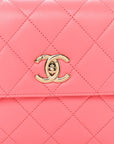 Lambskin Lacquered Quilted Mini Trendy CC Dual Handle Flap Bag Coral Pink