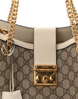 GG Supreme Monogram Medium Padlock Tote White