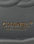 Caviar Quilted Medium Double Flap Grey