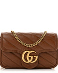 Azalea Calfskin Matelasse Diagonal Super Mini GG Marmont Shoulder Bag Cuir