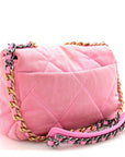 Denim Quilted Medium CHNL 19 Flap Neon Pink