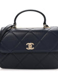 Lambskin Quilted Medium Trendy CC Flap Dual Handle Bag Blue