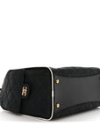 Braided Raffia Calfskin Small CHNL 25 Handbag Black White
