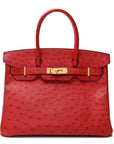 Ostrich Birkin 30 Rouge Vif