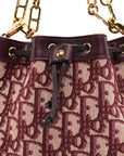Oblique Drawstring Chain Bucket Bag Burgundy