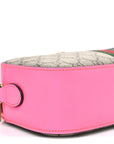 GG Supreme Monogram Textured Dollar Calfskin Web Ophidia Small Crossbody Bag Beige Ebony Fuchsia
