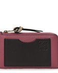 Soft Grained Calfskin Coin Card Holder Plumrose Ebony
