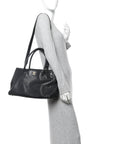 Calfskin Cerf Executive Shopper Tote Black