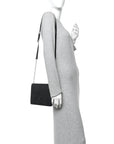 Grained Calfskin Embossed Medusa Flap Bag Black